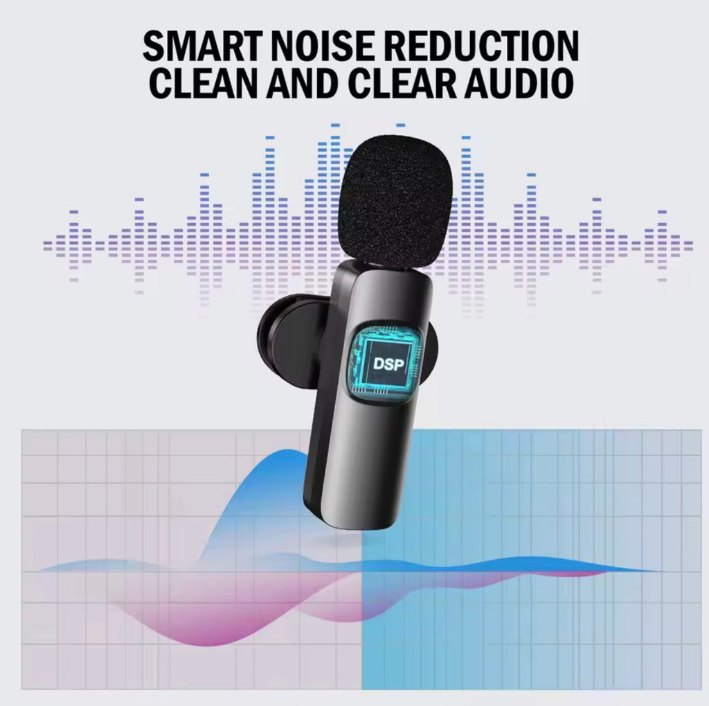Wireless Lavalier Microphone – Mini Noise-Cancelling Mic