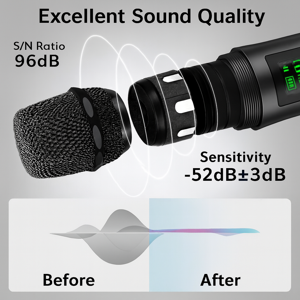 Heikuding Wireless Dynamic Mic System with Rechargeable Receiver